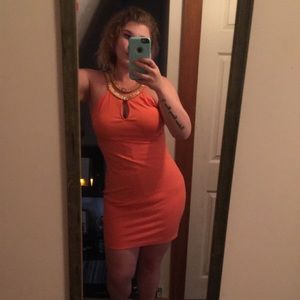 Orange body con dress